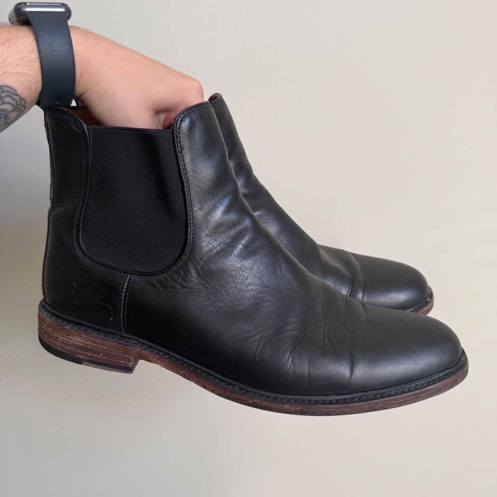 Frye Tyler Chelsea Boots Mens 13 Black Leather Pull On Ankle Boots 85230
